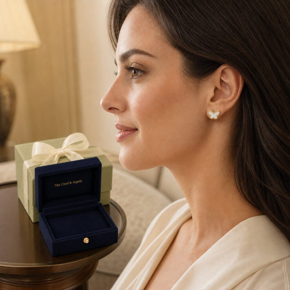 Van Cleef & Arpels Elegant Signature Earrings Style 6 | New with Box - Picture 9 of 9